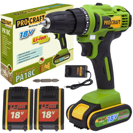 Akumulátorový vŕtací skrutkovač Procraft PA18C