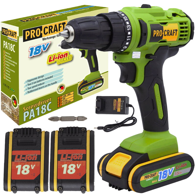 Akumulátorový vŕtací skrutkovač Procraft PA18C